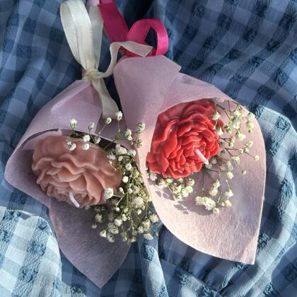 Single candle peony bouquet