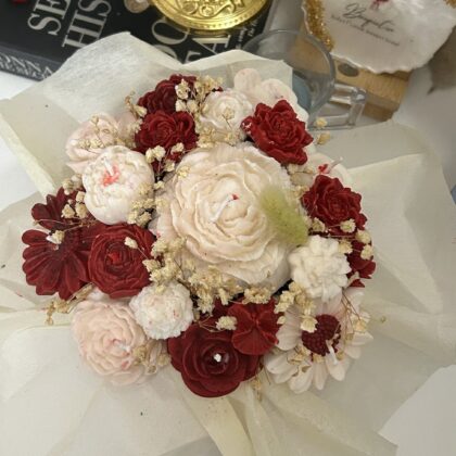 Maroon and white Bridal Bouquet (medium size)