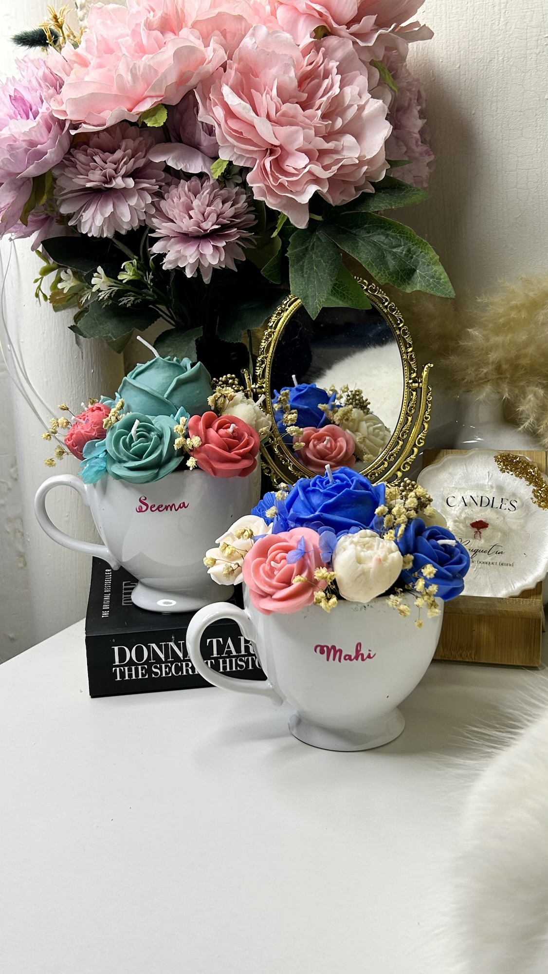 Best friend Edition Mug Candle Bouquet with Personalized Name Best friend Edition Mug Candle Bouquet with Personalized Name