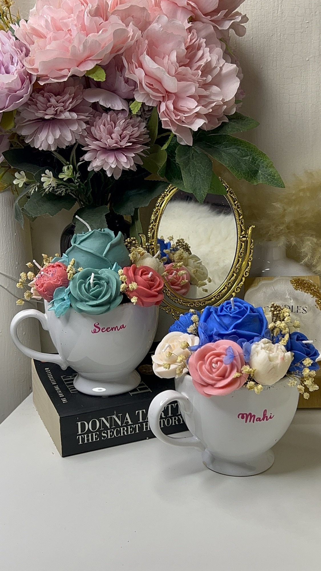 Best friend Edition Mug Candle Bouquet with Personalized Name Best friend Edition Mug Candle Bouquet with Personalized Name
